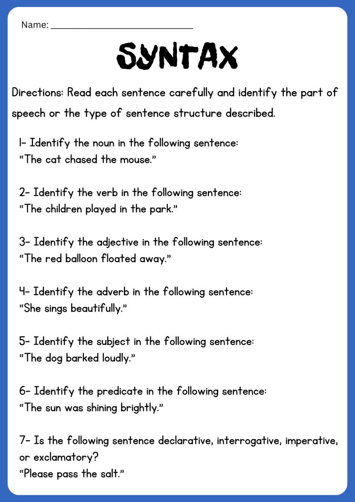 Syntax Worksheets | English Grammar - Made By Teachers