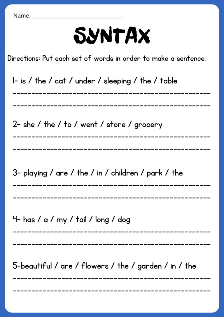 Syntax Worksheets | English Grammar - Made By Teachers
