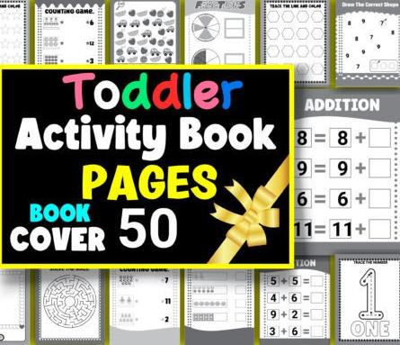 Toddler Activity Pages for Kids ( math, coloring, tracing, matching..)