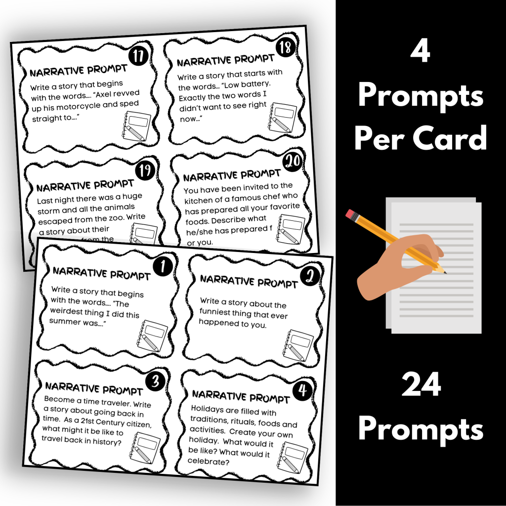 Narrative Task Narrative Writing Task Cards | Journal Prompts - Made By Teachers