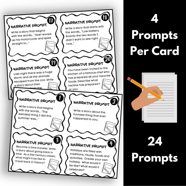 Narrative Writing Task Cards | Journal Prompts - Made By Teachers