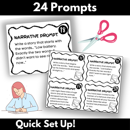 Narrative Writing Task Cards | Journal Prompts - Made By Teachers