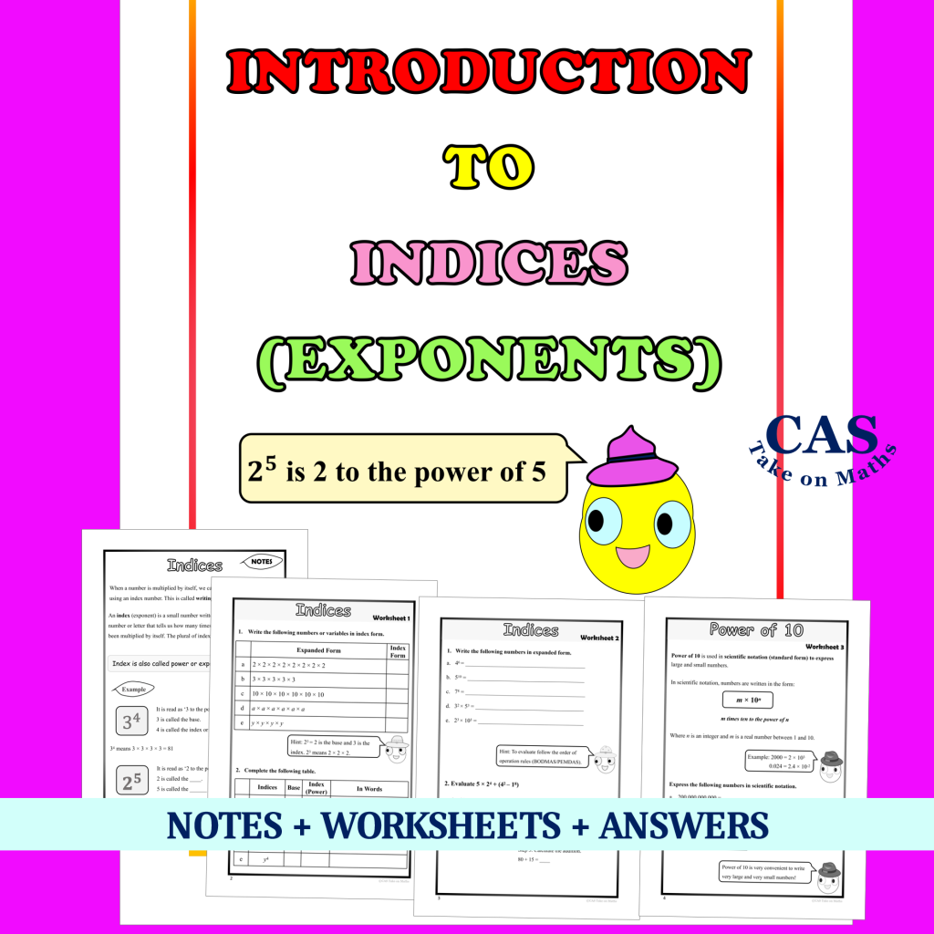 Introduction to Indices (Exponents) Notes and Worksheets | Made By Teachers