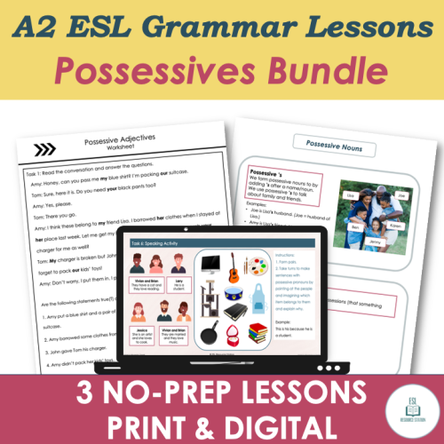 A2 Grammar Lesson Plans, Worksheets, Activities - Possessives BUNDLE ...