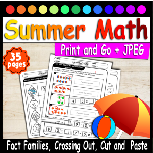 Summer Subtraction Fun, Fact Families, Crossing Out, Cut and Paste