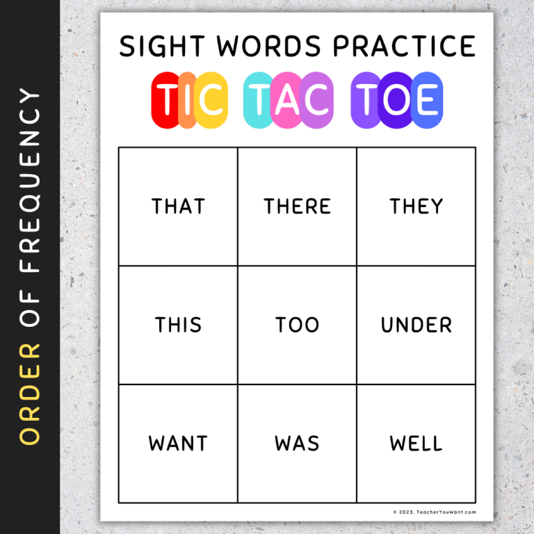 Primer Sight Words Tic Tac Toe Practice Game Worksheets - Made By Teachers