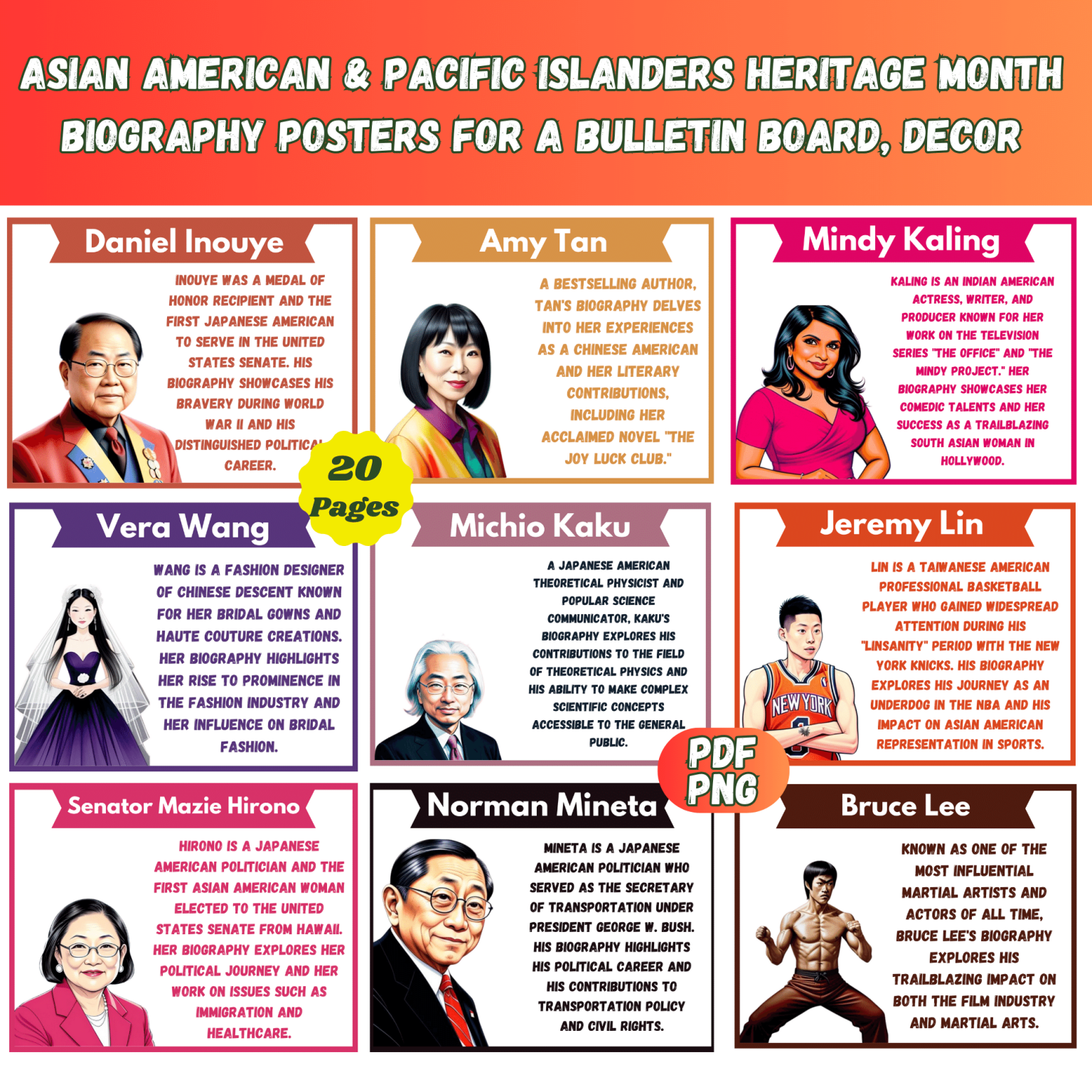 Asian American & Pacific Islanders Heritage Month Biography Posters for ...