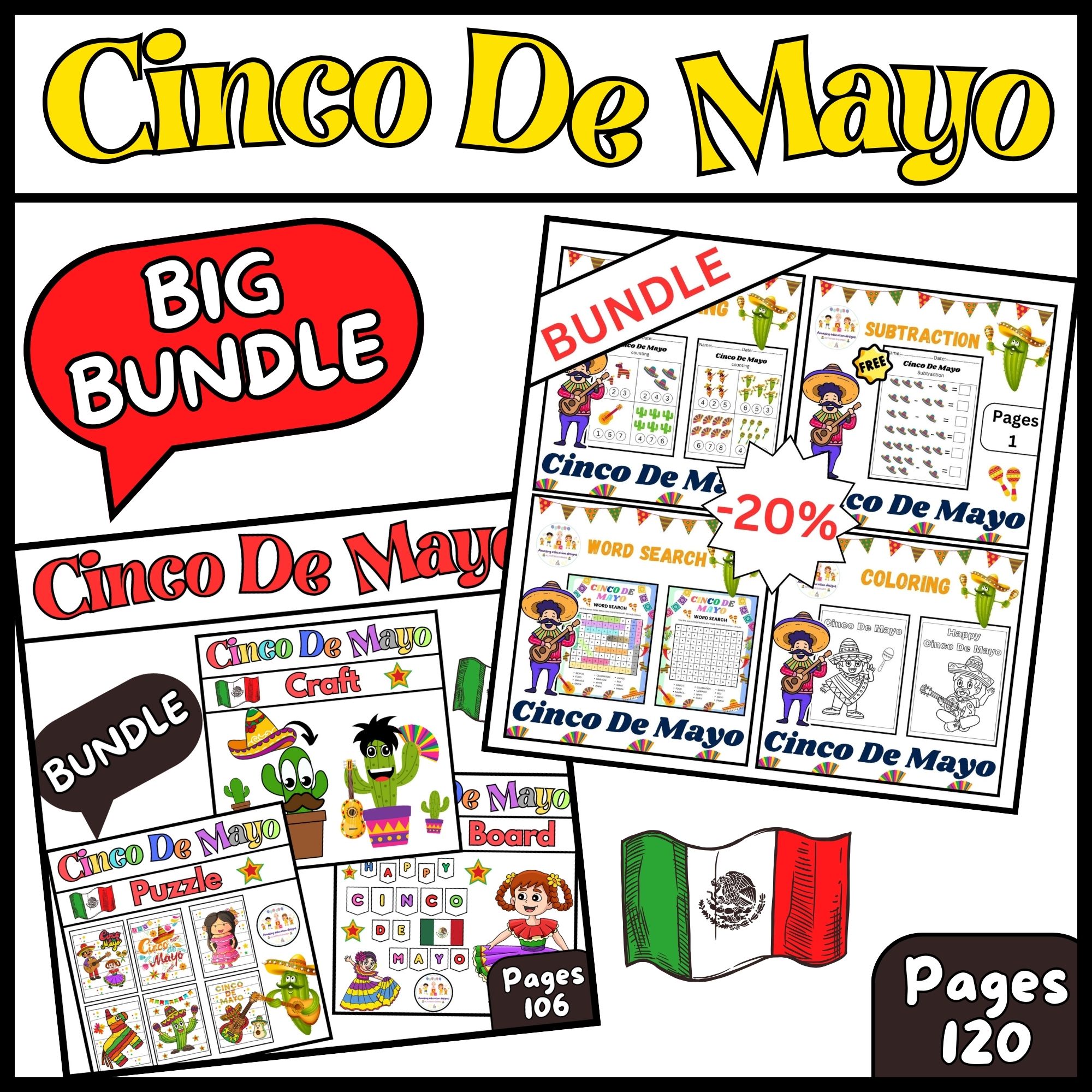 BIG BUNDLE Activities Worksheets Cinco De Mayo | Made By Teachers