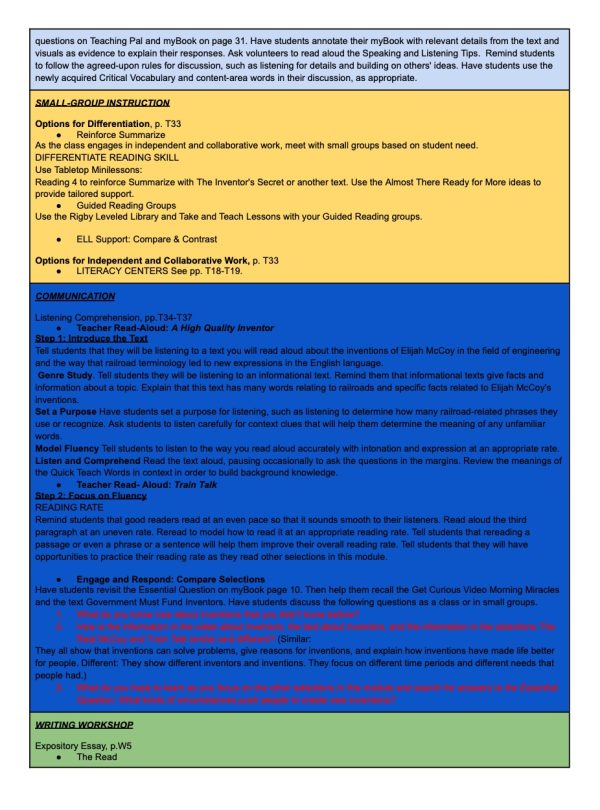 5th Grade HMH Into Reading Module 1 Week 1 Full Lesson Plans 1-5 - Made ...