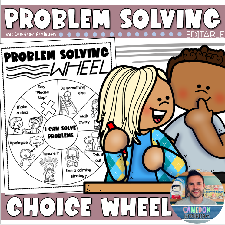 Calm Down Strategies | Problem Solving Choice Wheel EDITABLE
