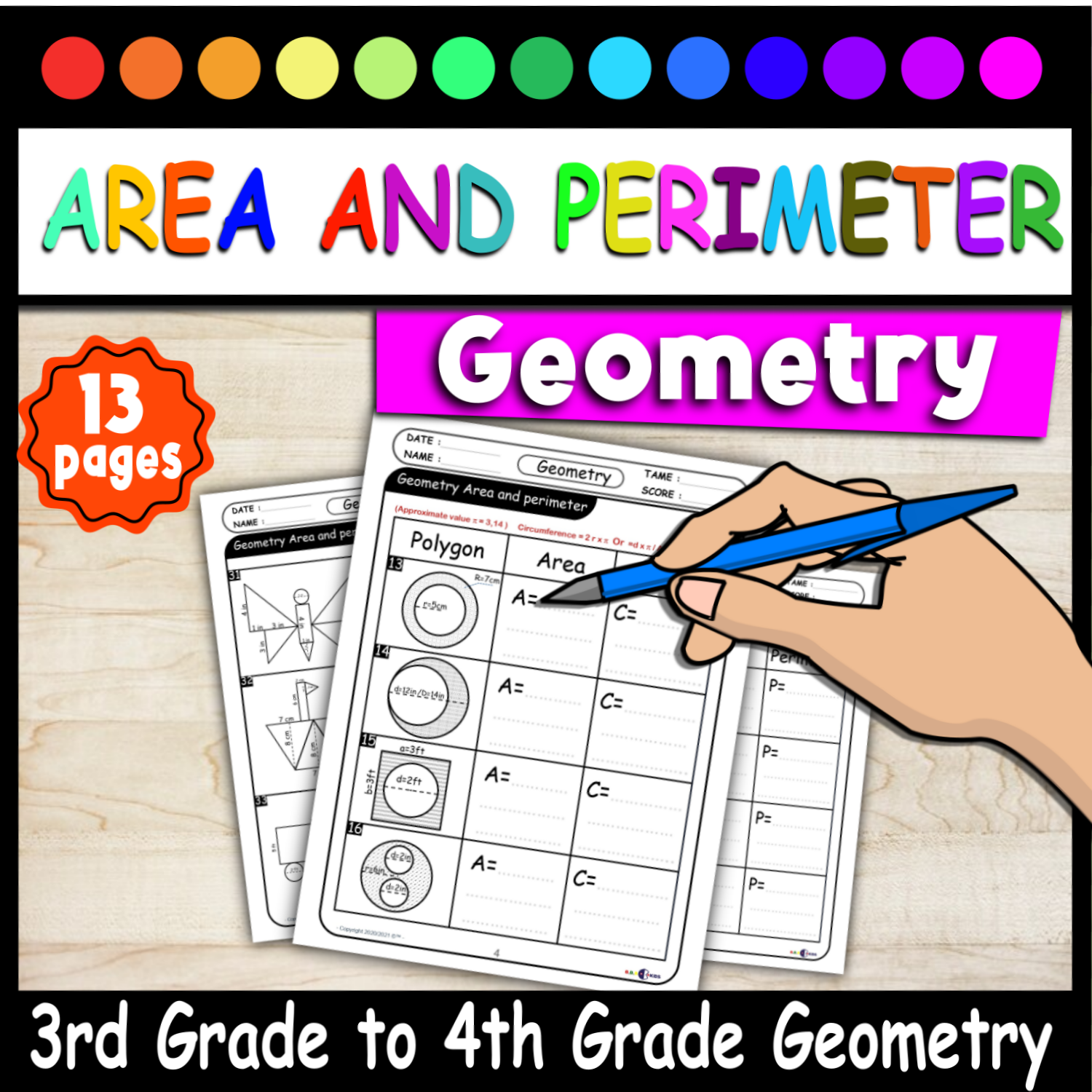 3rd, 4th, and 5th Grade geometry Area and perimeter