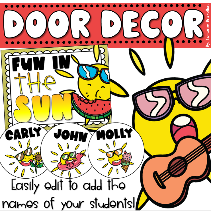 Door Decorations Bulletin Board Display Fun in the Sun Summer Theme EDITABLE