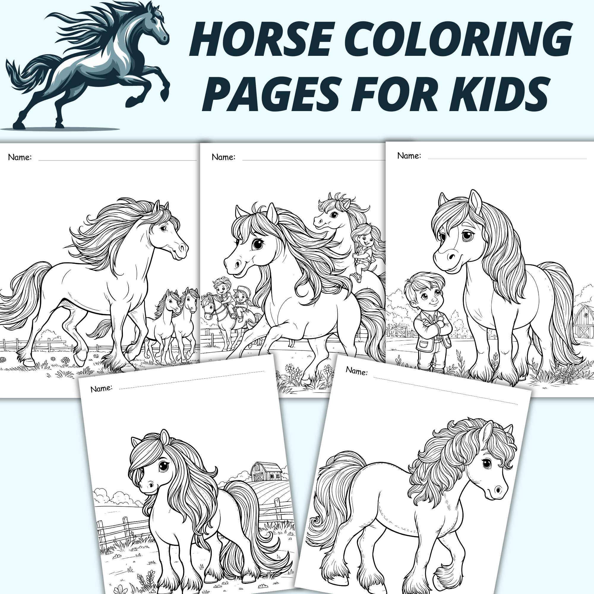 Horse Coloring Book for Kids Toddlers and Preschoolers Summer Activity