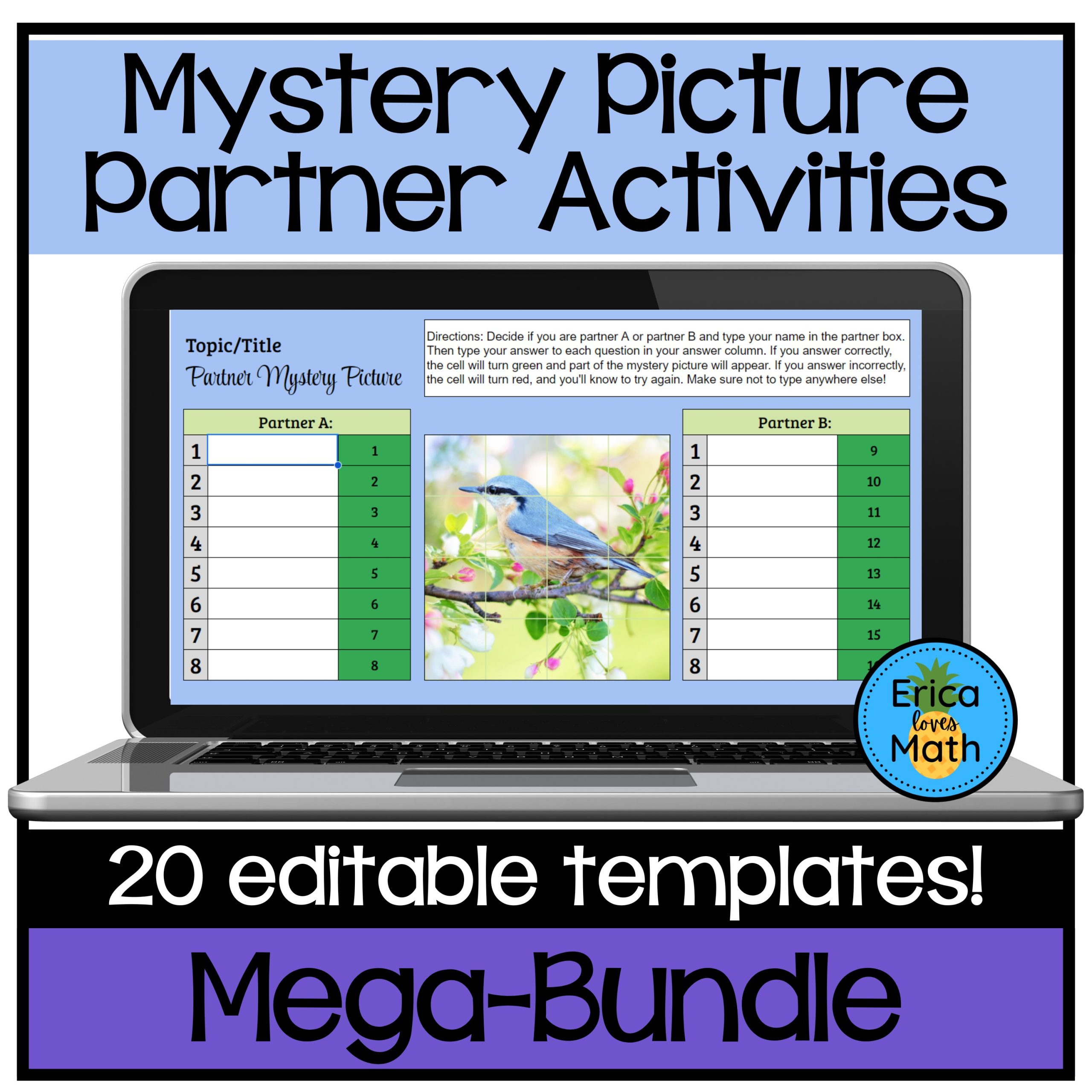 Editable Digital Partner Mystery Picture Templates Mega-Bundle