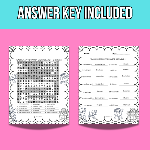 Teacher Appreciation Word Search and Word Scramble Puzzles | Morning ...