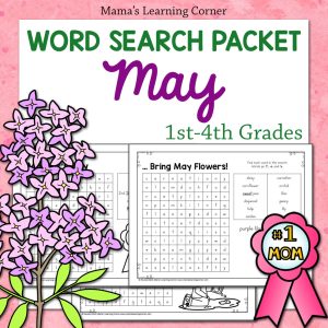 May Word Search Packet - Mother's Day, Memorial Day, Armed Forces Day, Flowers