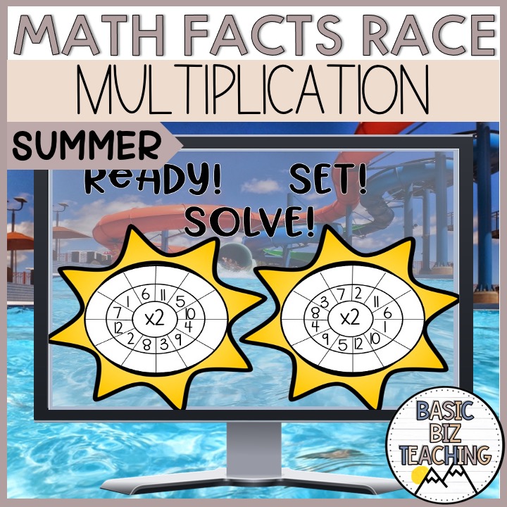 End of Year Summer Multiplication Math Facts Relay Game