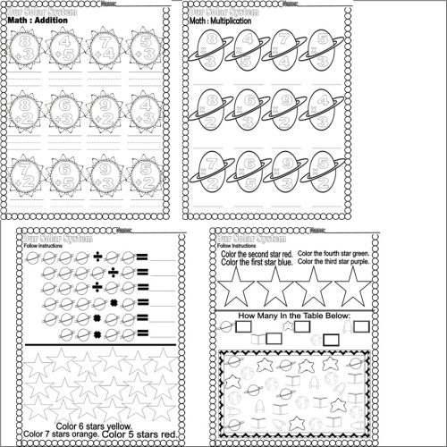 Space Math Worksheets NO PREP add subtract multiply divide Solar System ...