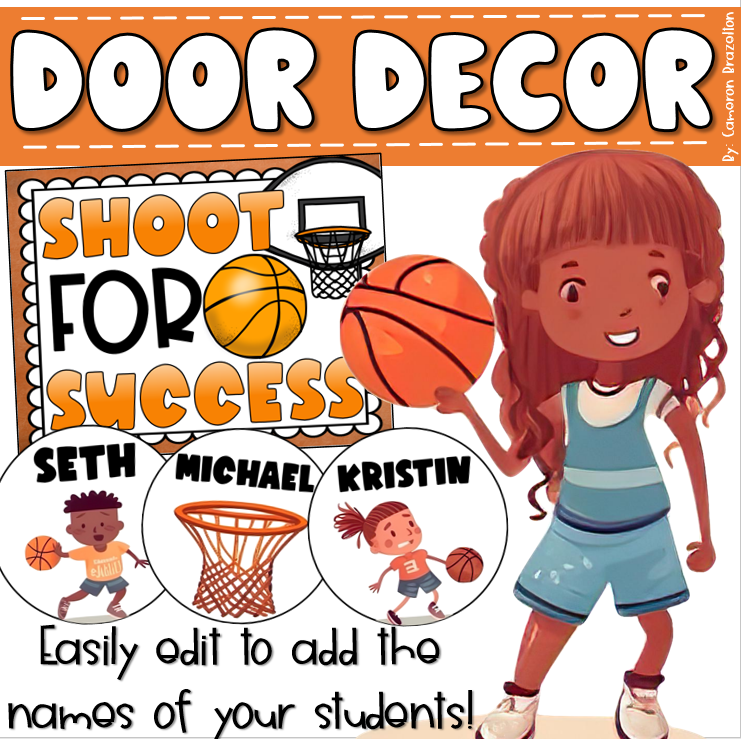 Door Decorations Bulletin Board Display Sports Basketball Theme EDITABLE