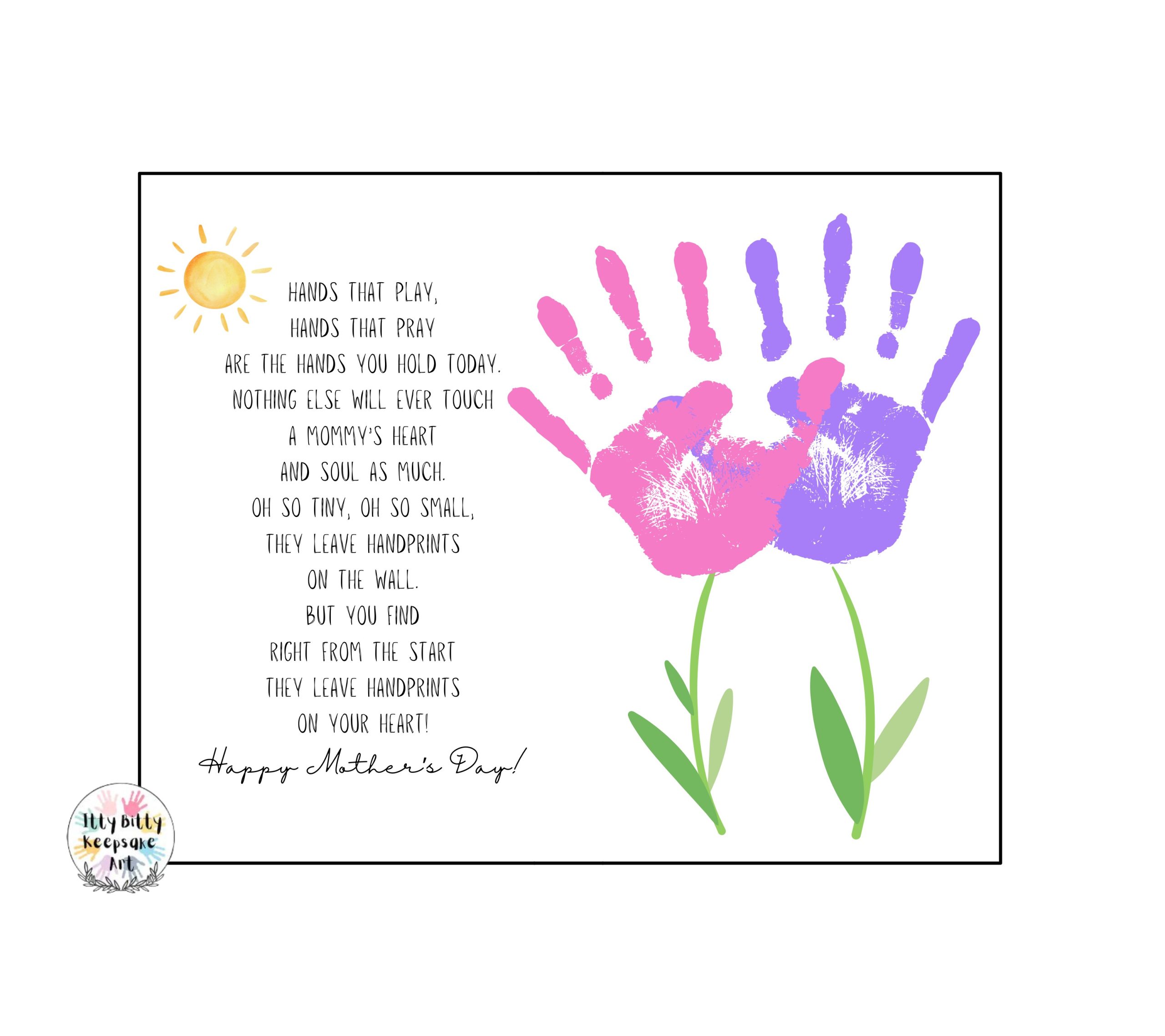 Mother's Day Handprint Craft Printable Template / Poem / Mother's Day Card