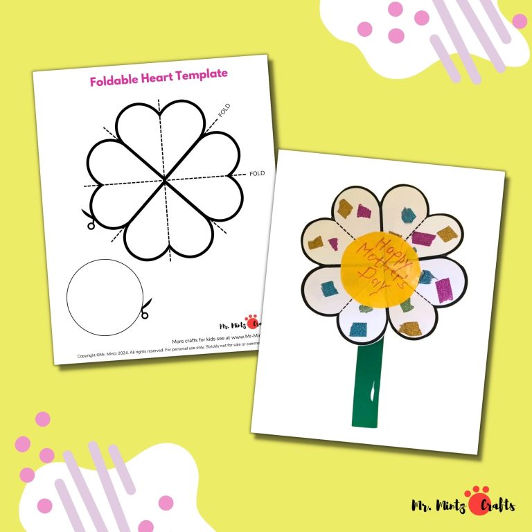 Easy Paper Heart Flower Craft for Kids | Foldable Heart Flower Template ...