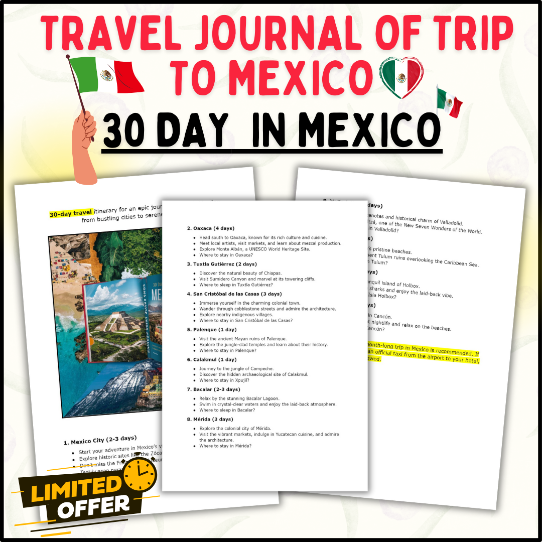 30 Day Reading Challenge: Travel Journal of Trip to Mexico (Doc & PDF)