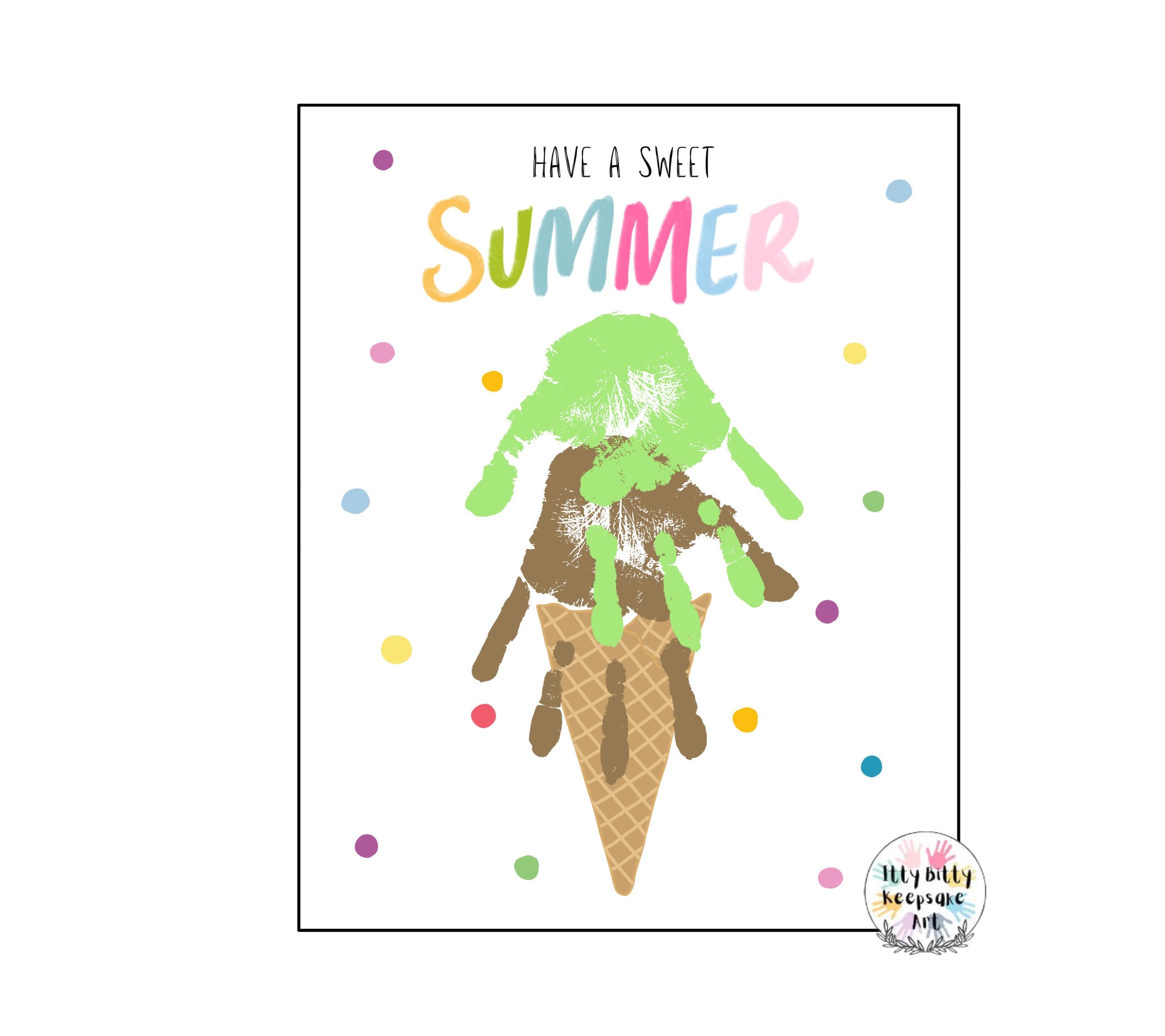 Summer Ice Cream Handprint Craft Printable Template / Sweet Summer Crafts