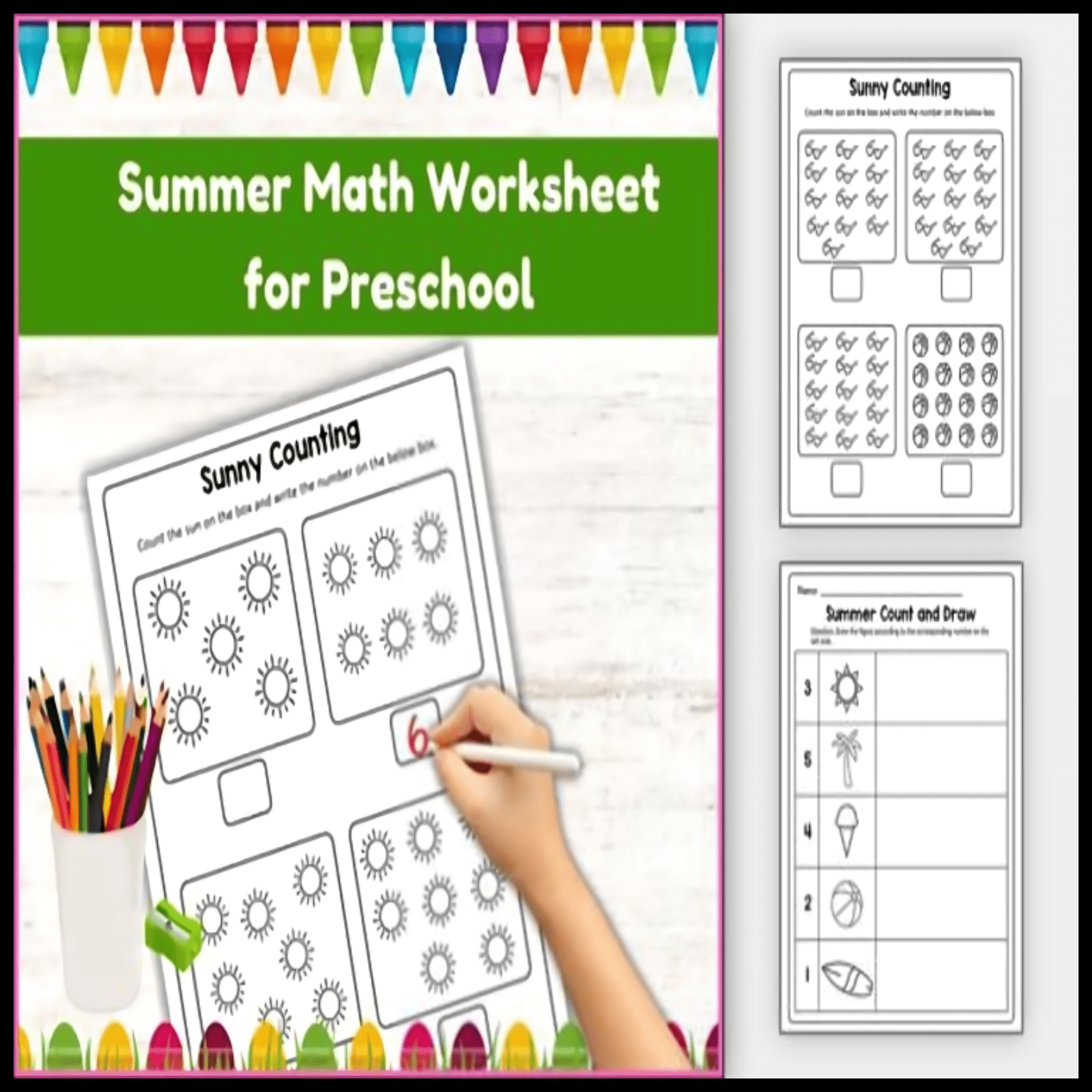 End of Year & Summer Math Art Activity - Math Packet Second Grade, K, 1st, 2and