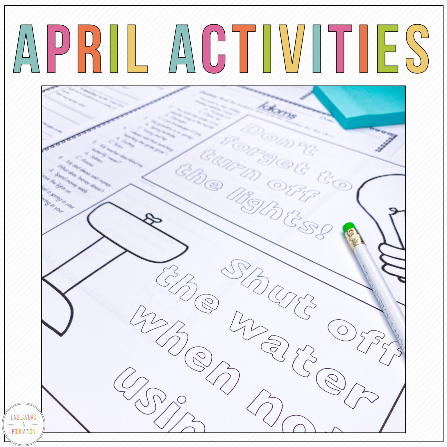 April Activities and Worksheets Packet for Fast Finishers