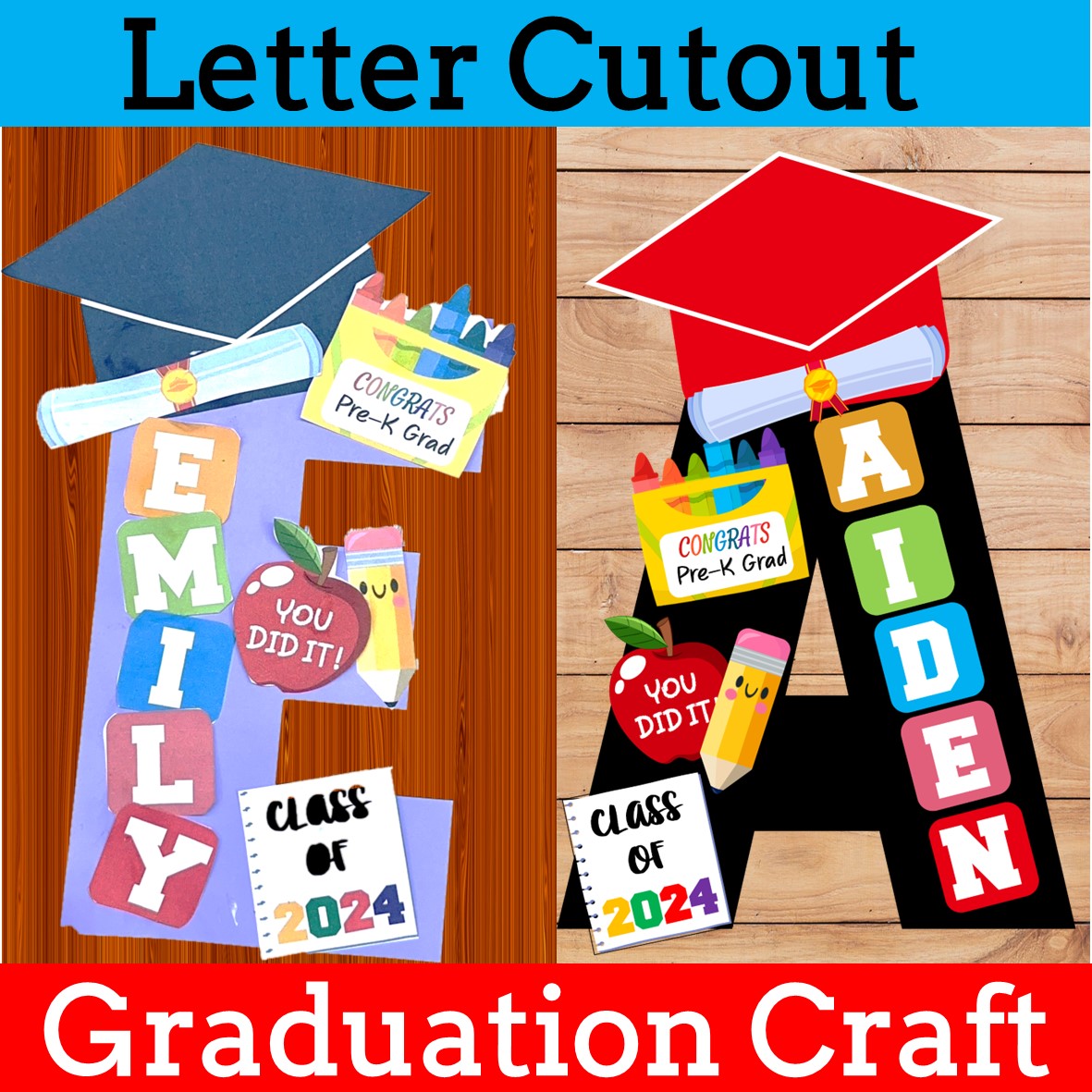 Graduation craft Letter cutout, Graduation Bulletin Board, Pre-k, Kindergarten