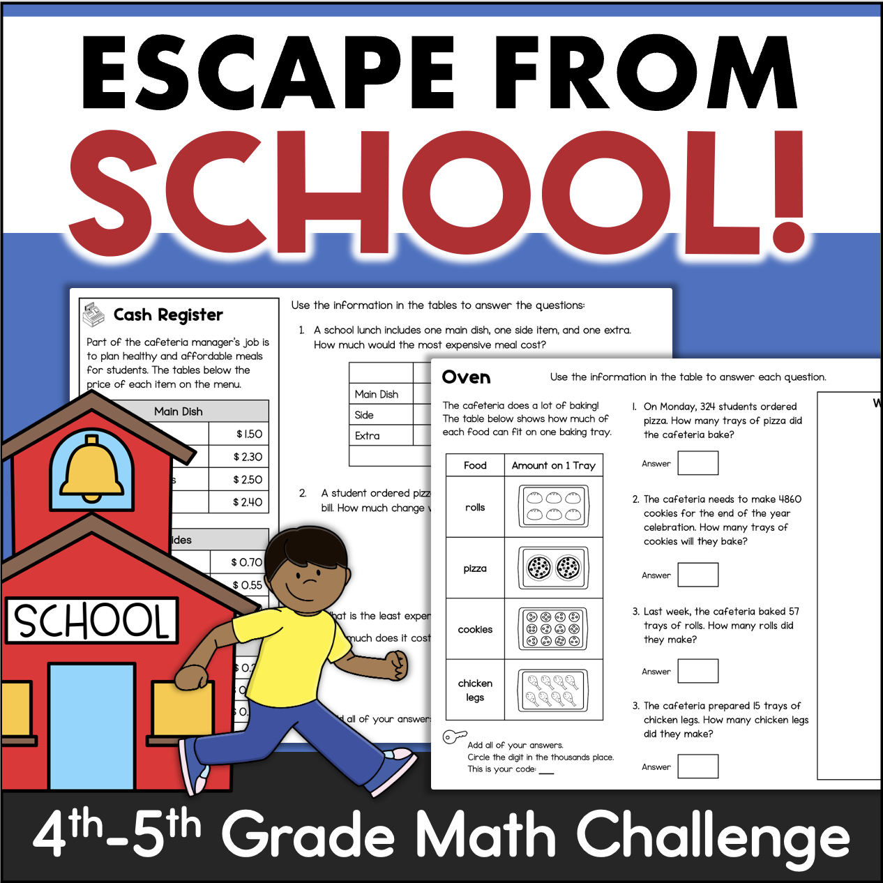 Escape Room End of Year ESCAPE THE SCHOOL 4th 5th Grade Math Review Enrichment