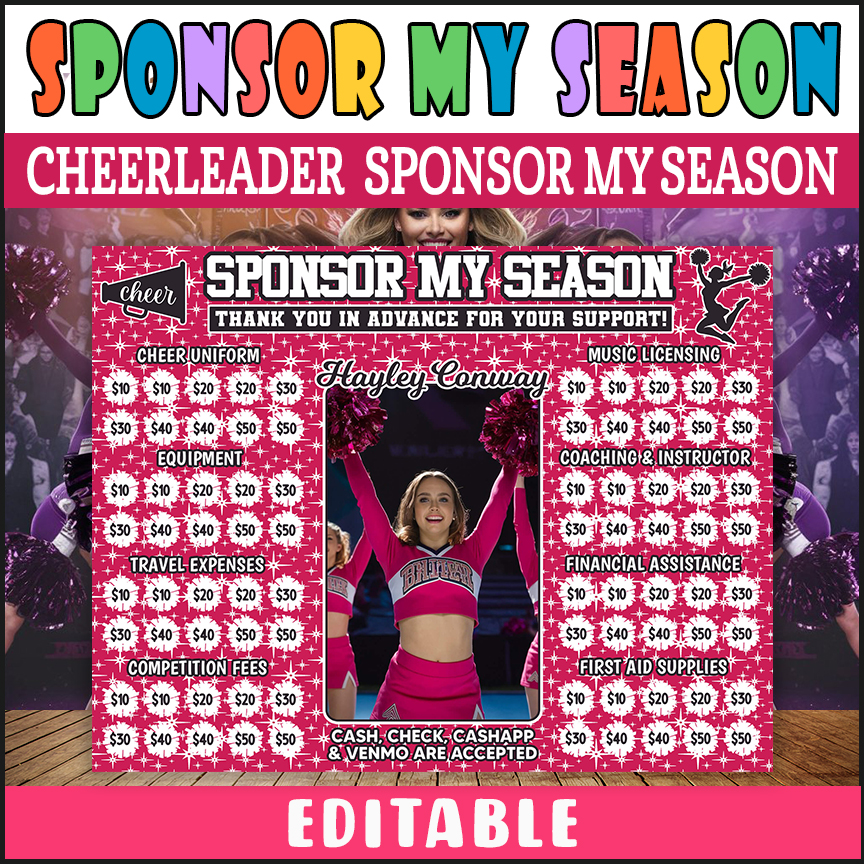 Editable School Cheerleader Pick A Date To Donate Calendar, Fundraising Donation Calendar Template
