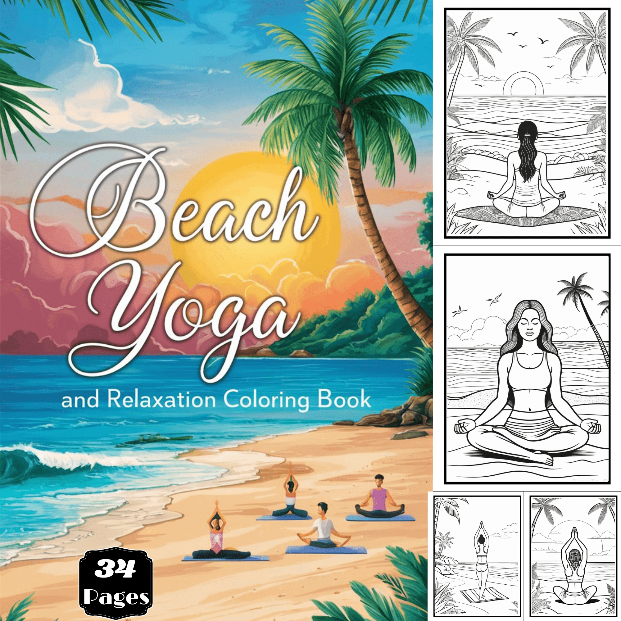 Beach Yoga and Relaxation Coloring Pages