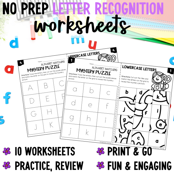 School Alphabet Matching Mystery Puzzles School Letter Recognition ...