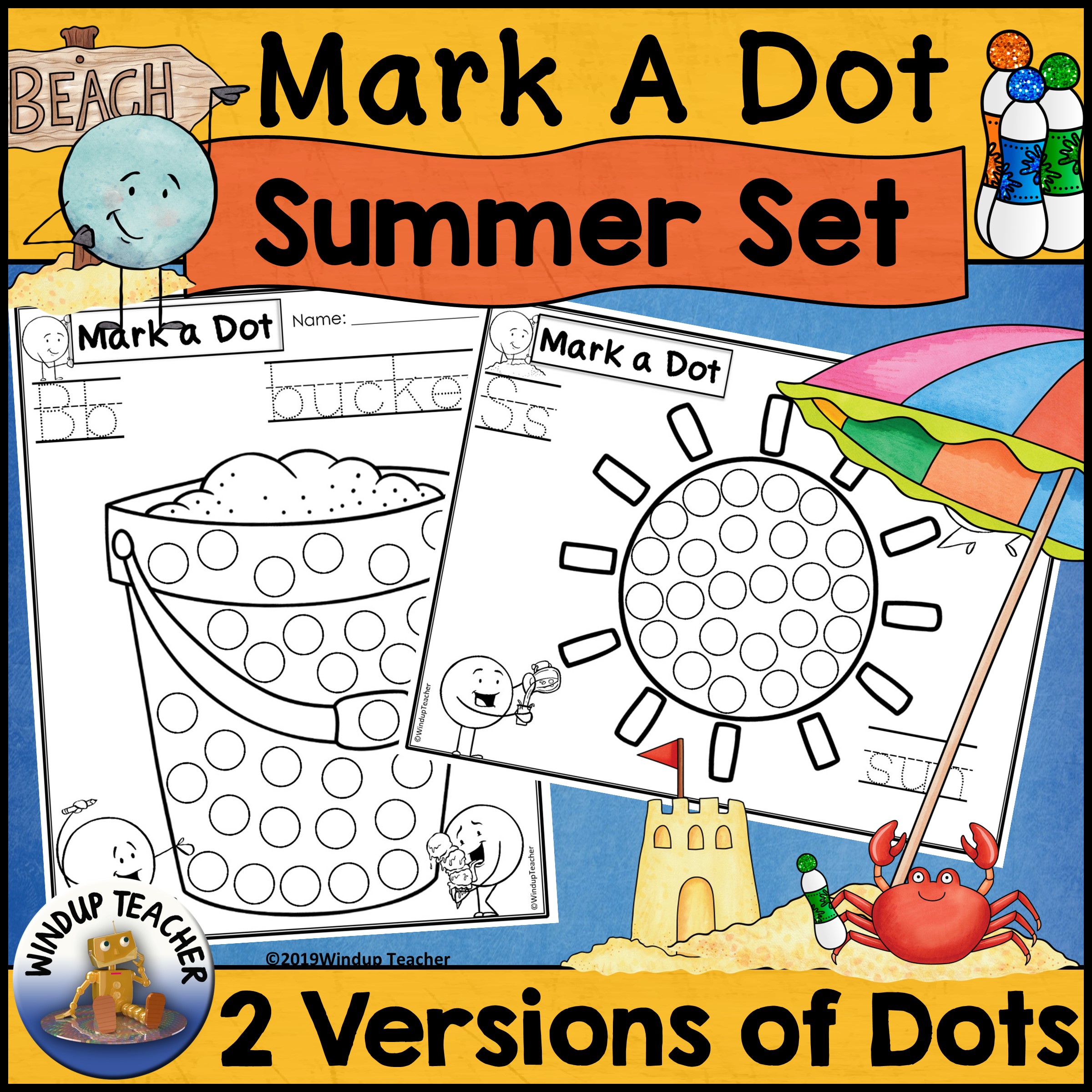 Summer Bingo Dot Dauber Worksheets - Do-A-Dot Marker Printable Activity Dauber Set