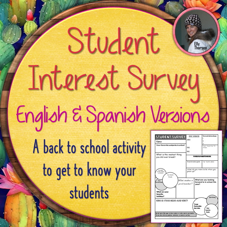 Beginning of the Year Student Interest Survey in English and Spanish