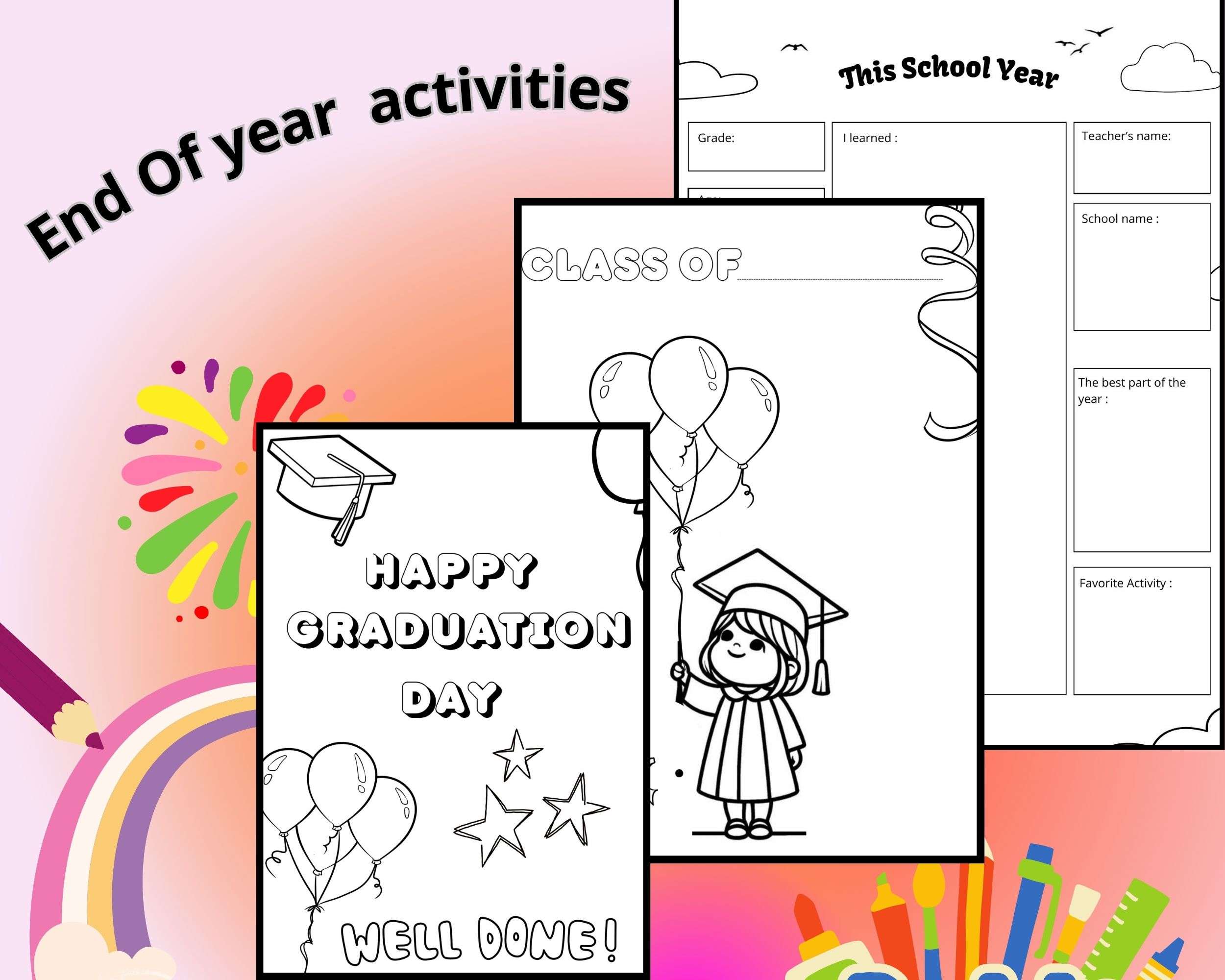 end of year coloring pages and reflection