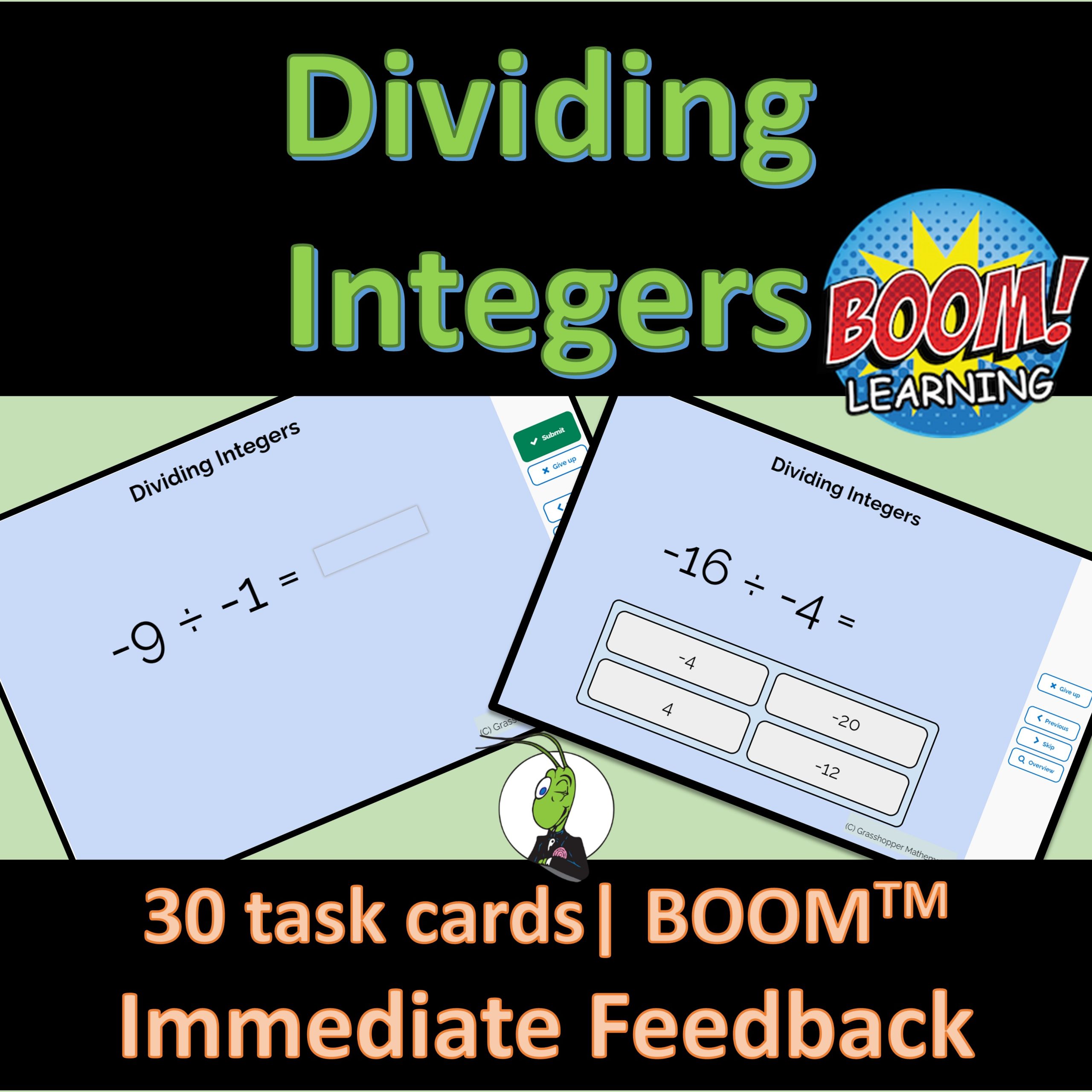 Dividing Integers Pre Algebra BOOM Task Cards