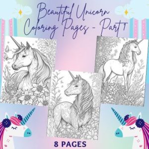 Bundle - Beautiful Cute Unicorn Coloring Book Pages For Adults | Made ...