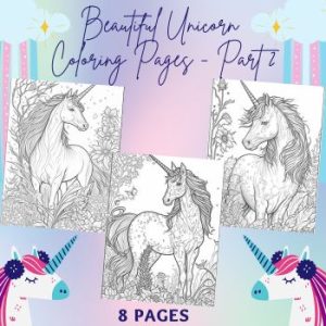 Bundle - Beautiful Cute Unicorn Coloring Book Pages For Adults | Made ...