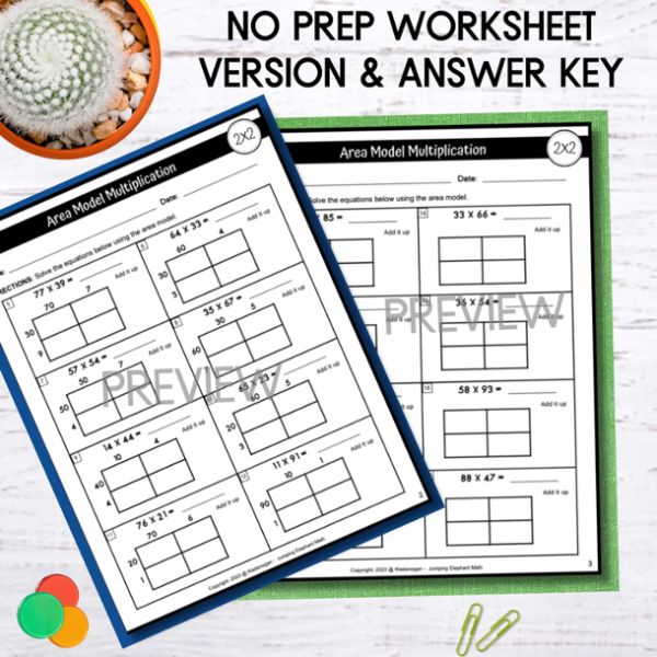2 Digit by 2 Digit Area Model Multiplication Google Slides and ...