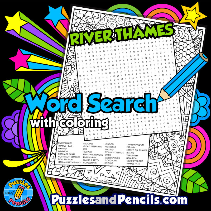 River Thames Word Search Puzzle with Coloring | Rivers of the World
