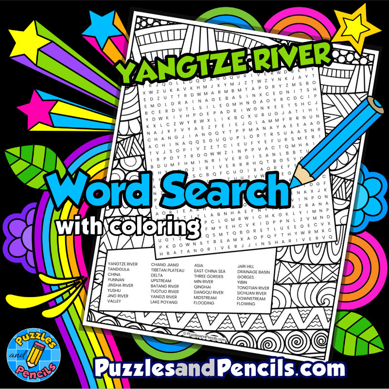Yangtze River Word Search Puzzle with Coloring | Rivers of the World