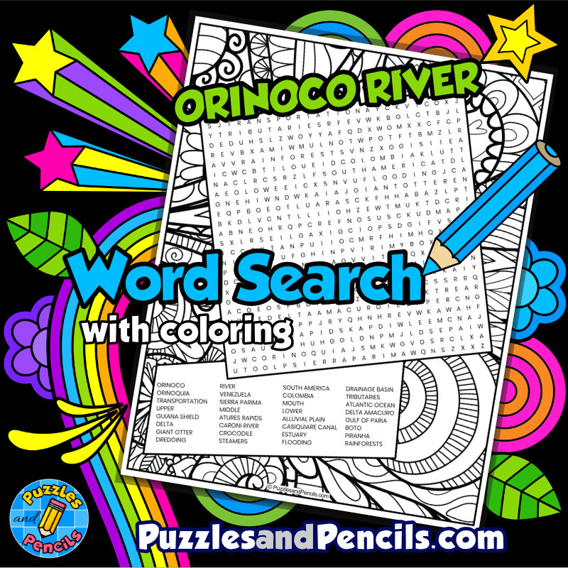 Orinoco River Word Search Puzzle with Coloring | Rivers of the World