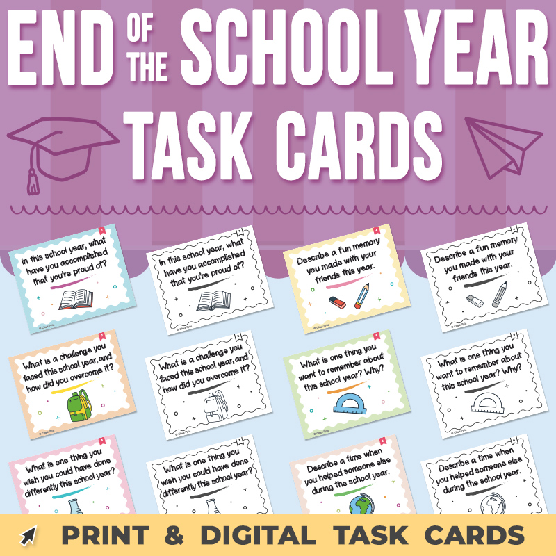End of the School Year Task Cards | Self-Reflection Activity