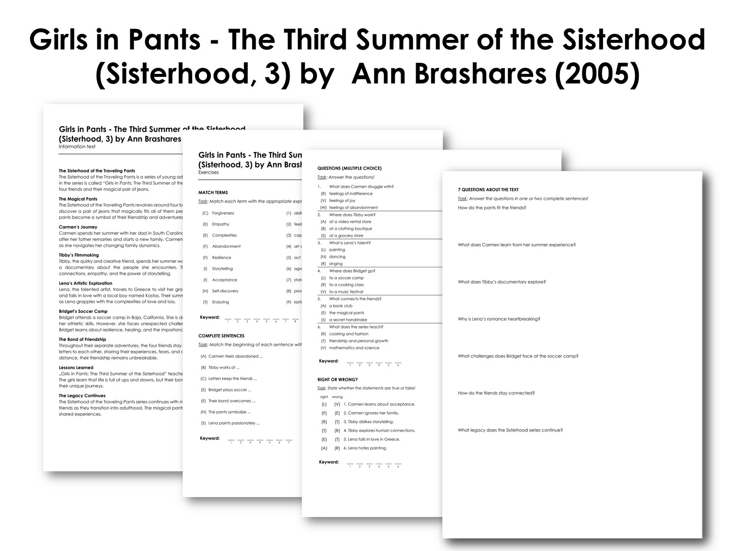 Girls in Pants - The Third Summer of the Sisterhood (Sisterhood, 3) by  Ann Brashares (2005)
