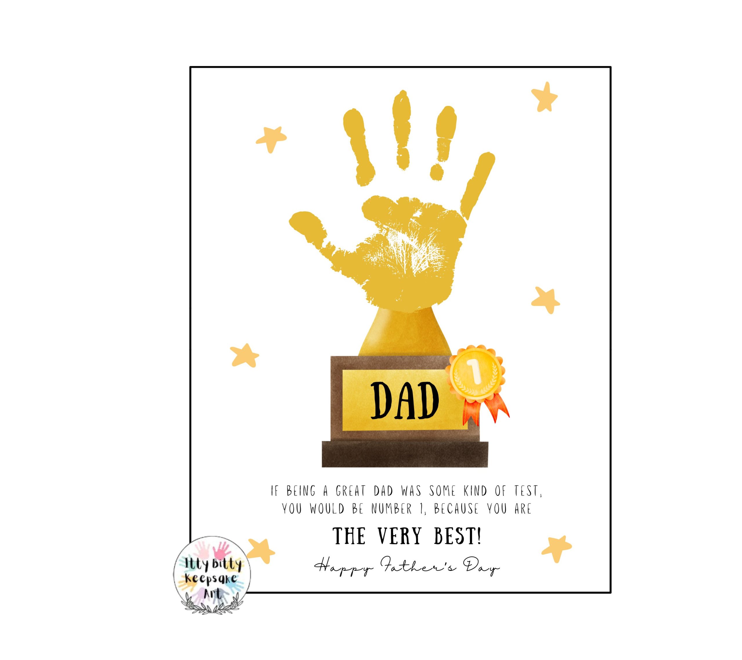 Father's Day Trophy Handprint Craft Printable Template / Dad Birthday / Best Dad