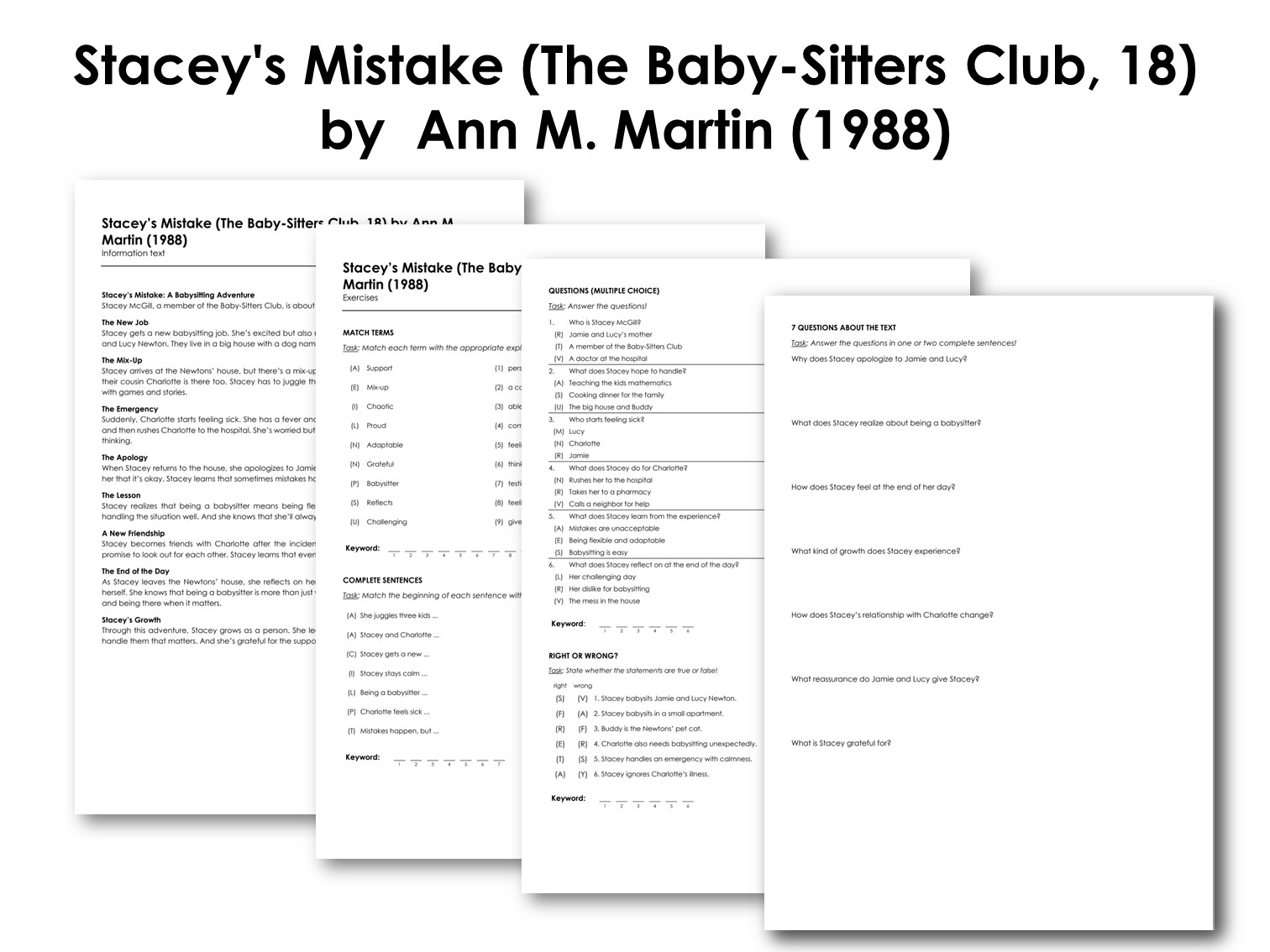 Stacey's Mistake (The Baby-Sitters Club, 18) by  Ann M. Martin (1988)