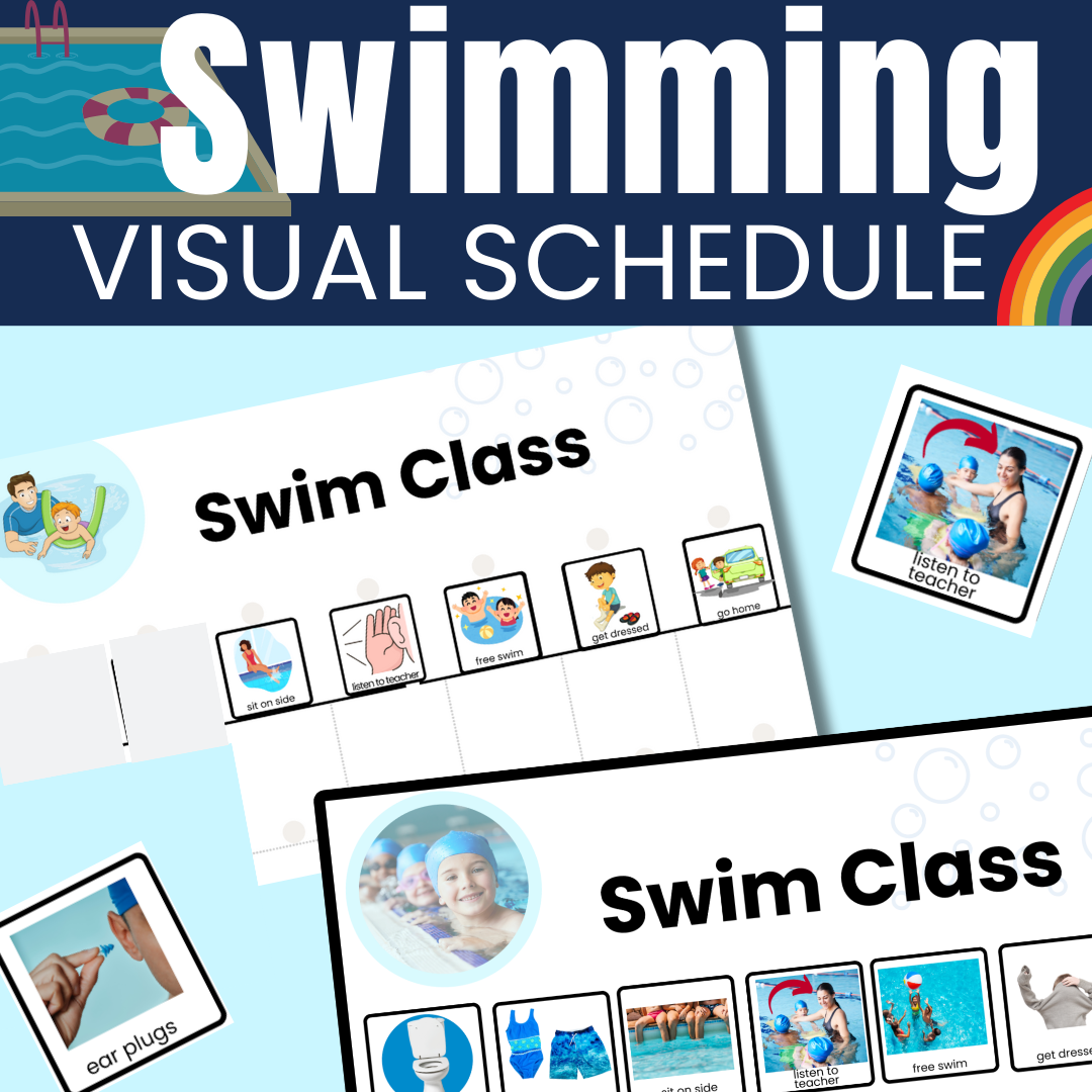 Swim or Swim Class Visual Schedule Autism Visual Support for Swimming Class, Pool, or Lake Fun