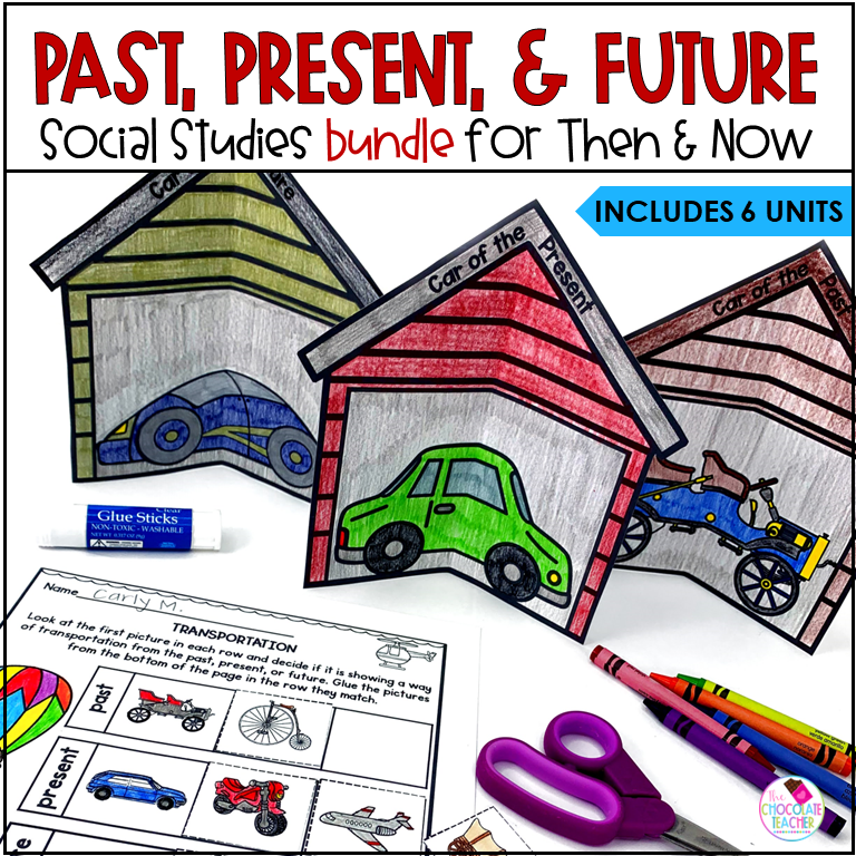 Social Studies Then and Now - Past Present Future - 1st Grade - BUNDLE